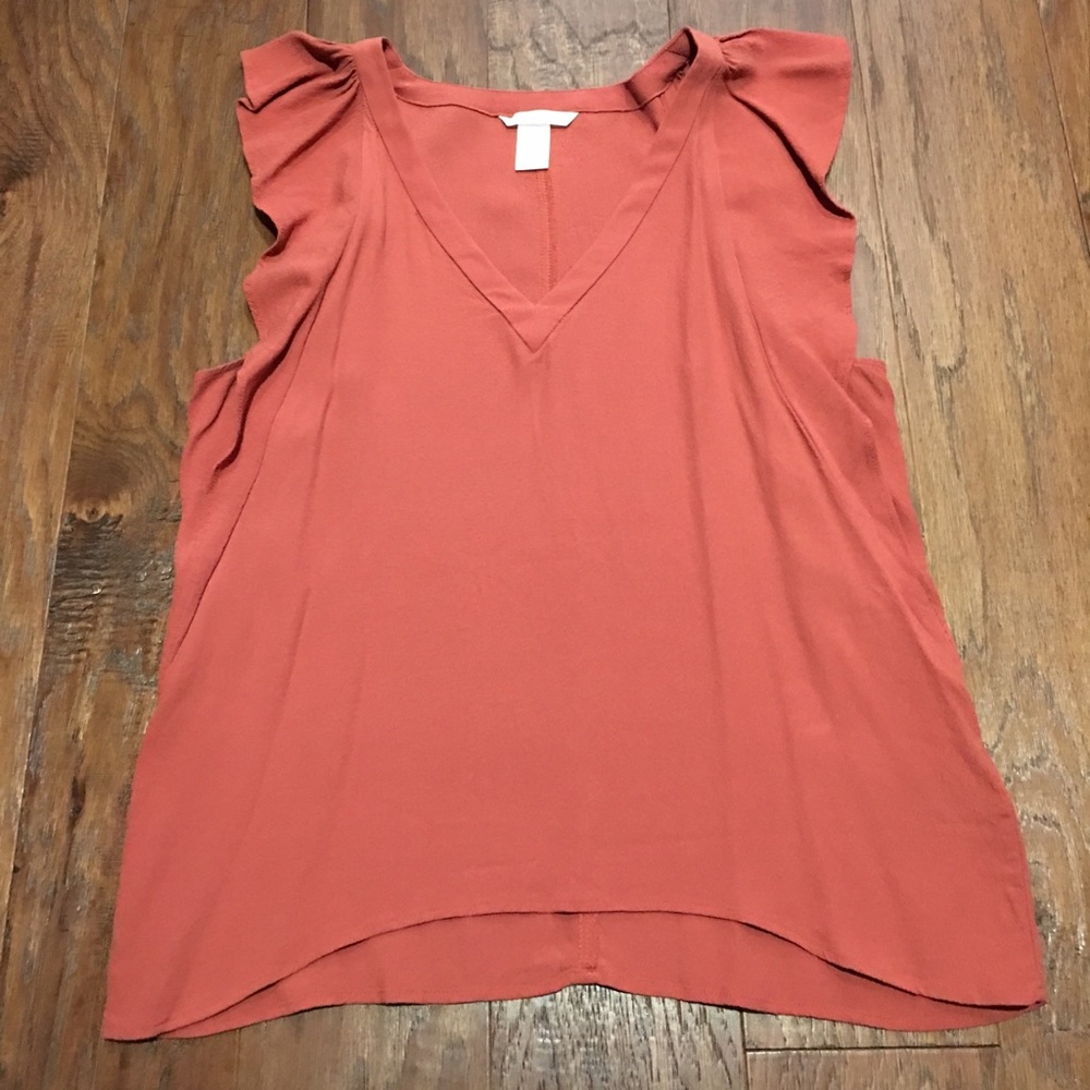 H&M Rust Flutter Sleeve Top